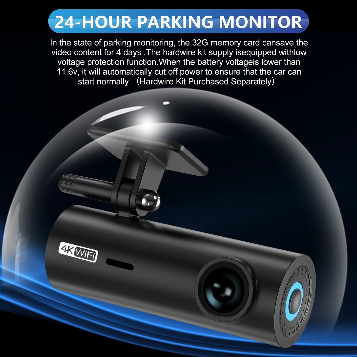 4K Smart Dash Cam with WiFi & Voice Control